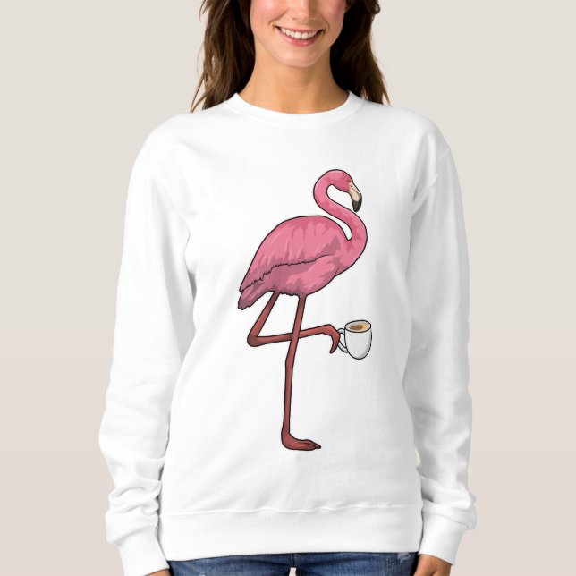 Flamingo with Cup of Coffee Sweatshirt (Front)