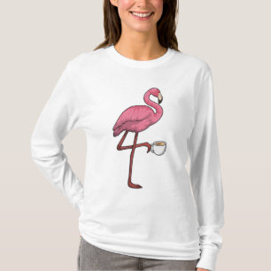 Flamingo with Cup of Coffee T-Shirt
