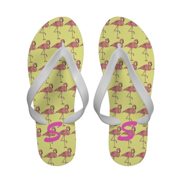 Flamingo with custom initial monogram sandals