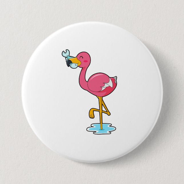 Flamingo with Fish Button (Front)