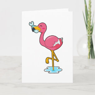 Flamingo with Fish Card