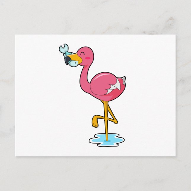 Flamingo with Fish Postcard (Front)