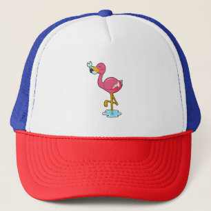 Flamingo with Fish Trucker Hat