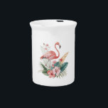 Flamingo With Flowers Beverage Pitcher<br><div class="desc">Flamingo With Flowers</div>