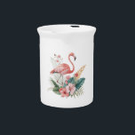 Flamingo With Flowers Beverage Pitcher<br><div class="desc">Flamingo With Flowers</div>
