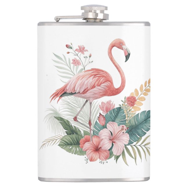 Flamingo With Flowers Flask (Front)