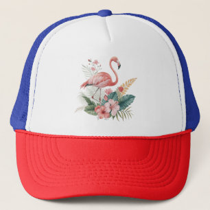 Flamingo With Flowers Trucker Hat
