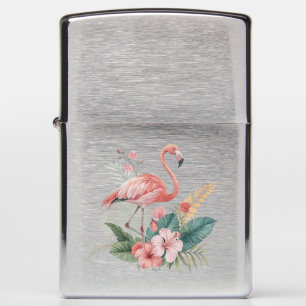 Flamingo With Flowers Zippo Lighter