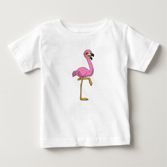 Flamingo with Glasses Baby T-Shirt (Front)