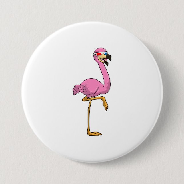 Flamingo with Glasses Button (Front)
