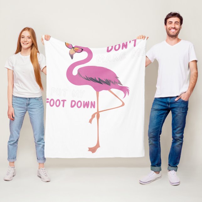 Flamingo With Glasses - Don't Make Me Put My Foot Fleece Blanket (In Situ)