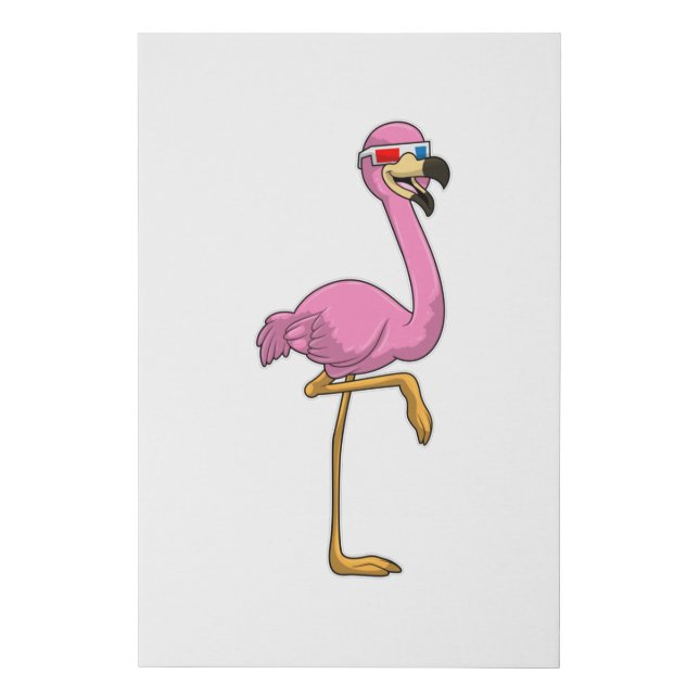 Flamingo with Glasses Faux Canvas Print (Front)