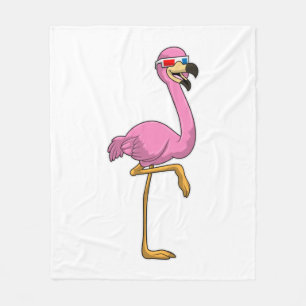 Flamingo with Glasses Fleece Blanket