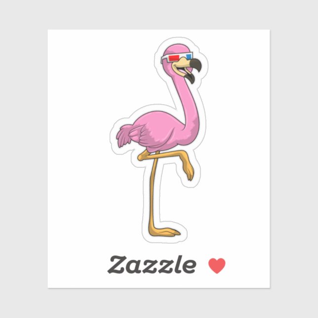 Flamingo with Glasses Sticker (Sheet)