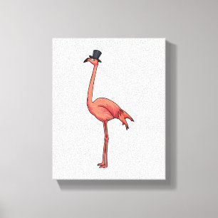 Flamingo with Hat Canvas Print