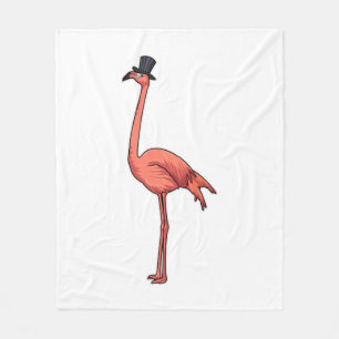 Flamingo with Hat Fleece Blanket
