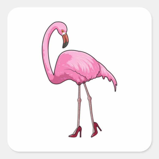 Flamingo with High heels Square Sticker (Front)