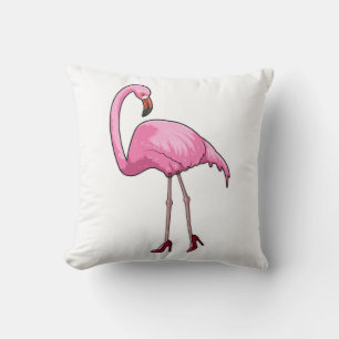 Flamingo with High heels Throw Pillow