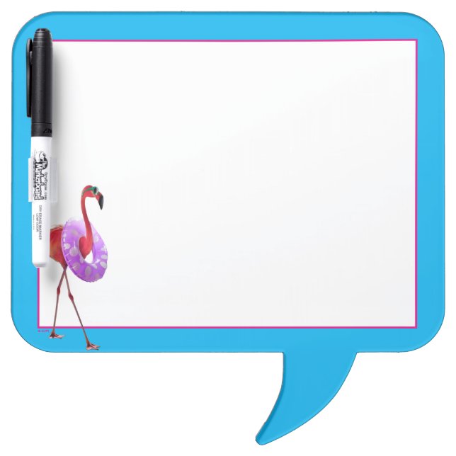 Flamingo With Inner Tube Dry Erase Board (Front)