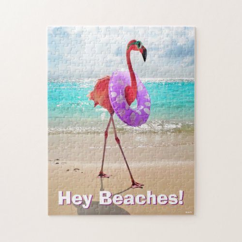 Flamingo With Inner Tube Jigsaw Puzzle