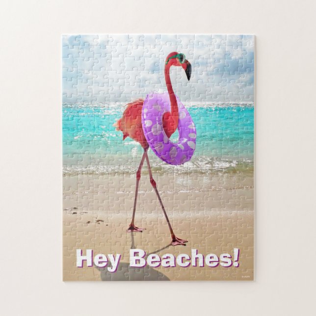 Flamingo With Inner Tube Jigsaw Puzzle (Vertical)