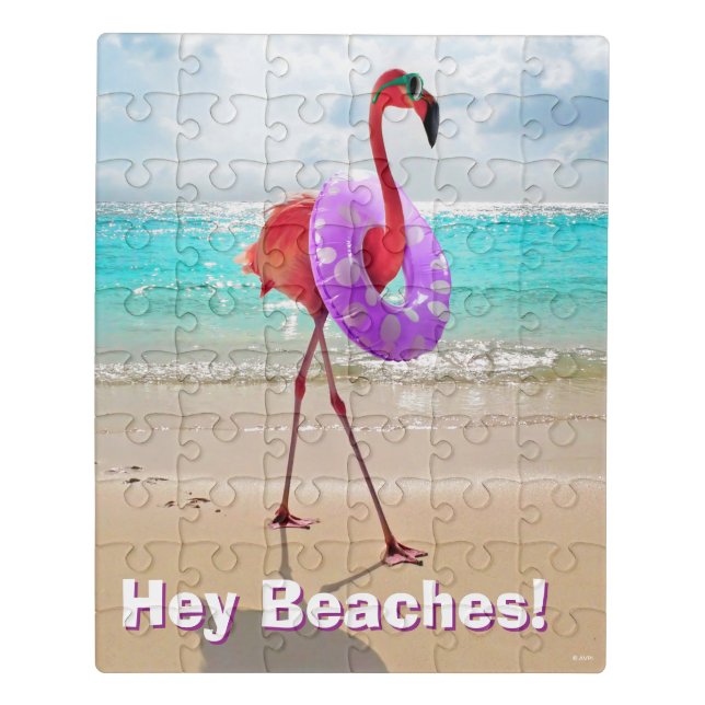 Flamingo With Inner Tube Jigsaw Puzzle (Puzzle Vertical)