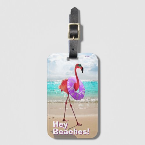 Flamingo With Inner Tube Luggage Tag