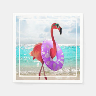 Flamingo With Inner Tube Napkins