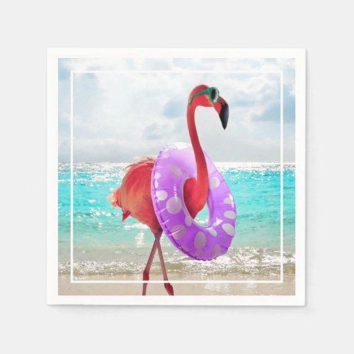 Flamingo With Inner Tube Napkins