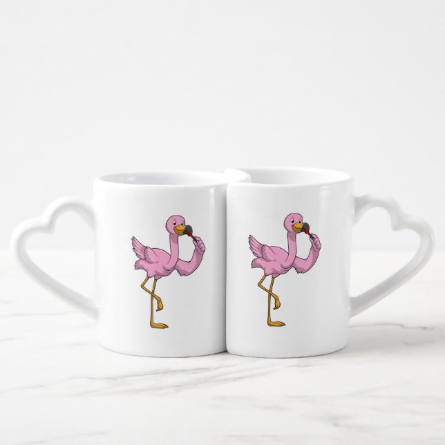 Flamingo with Lipstick Coffee Mug Set (Front Nesting)