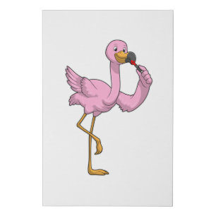 Flamingo with Lipstick Faux Canvas Print