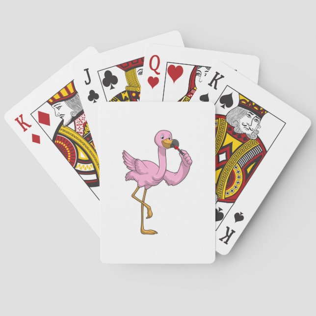 Flamingo with Lipstick Poker Cards (Back)