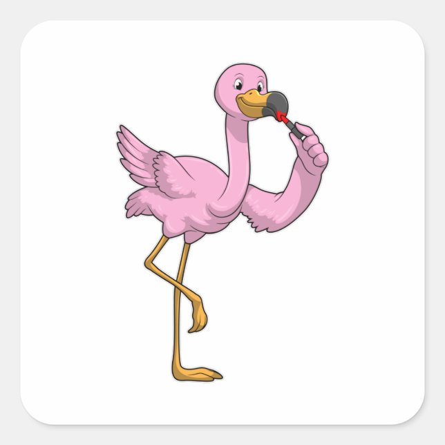 Flamingo with Lipstick Square Sticker (Front)