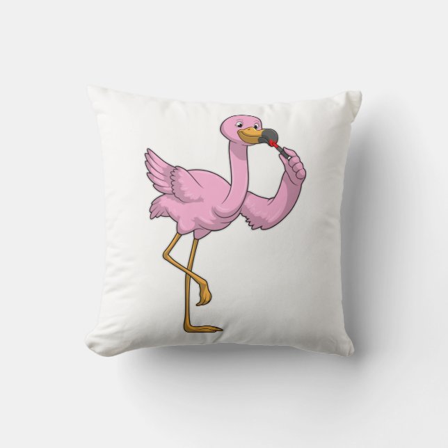Flamingo with Lipstick Throw Pillow (Front)