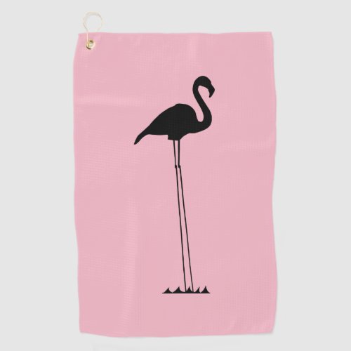 Flamingo With Long Legs Silhouette Golf Towel