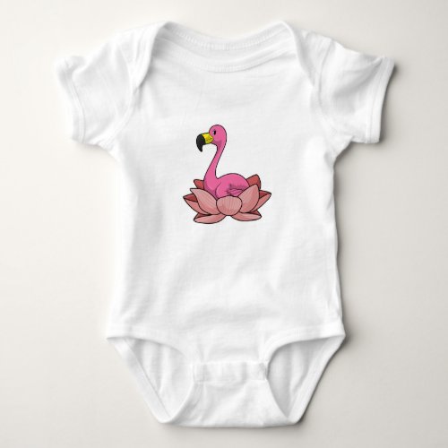 Flamingo with Lotus flower Baby Bodysuit