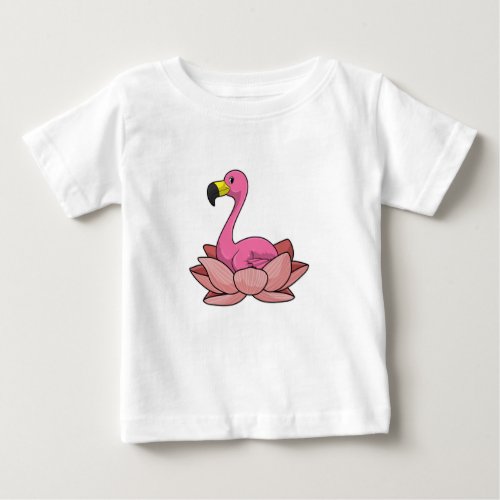 Flamingo with Lotus flower Baby T_Shirt