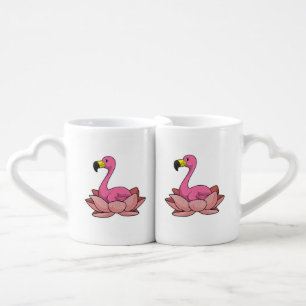 Flamingo with Lotus flower Coffee Mug Set