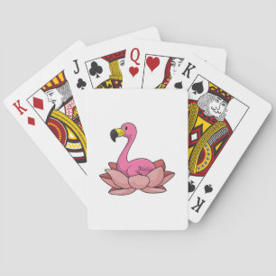 Flamingo with Lotus flower Poker Cards