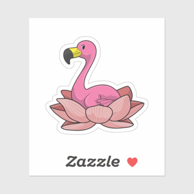 Flamingo with Lotus flower Sticker (Sheet)
