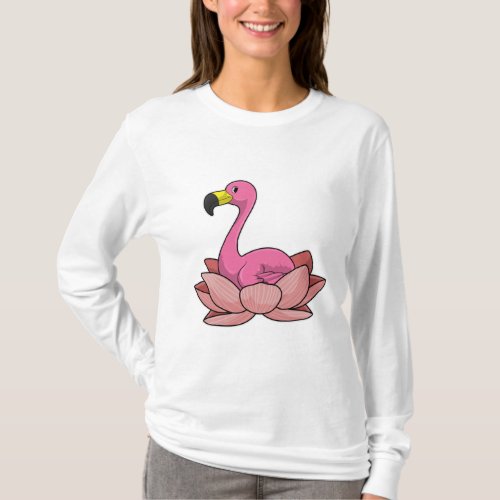 Flamingo with Lotus flower T_Shirt