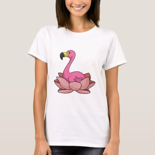 Flamingo with Lotus flower T_Shirt