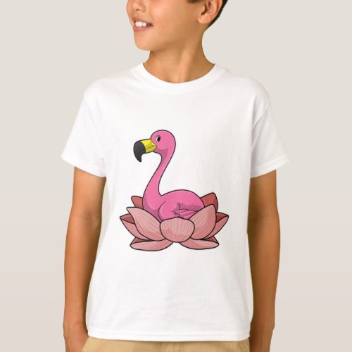 Flamingo with Lotus flower T_Shirt