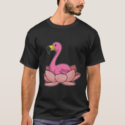 Flamingo with Lotus flower T_Shirt