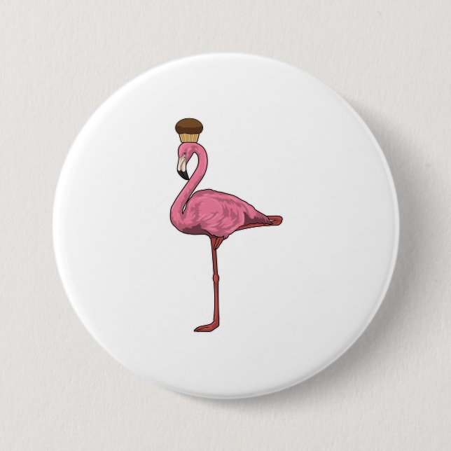 Flamingo with Muffin Button (Front)