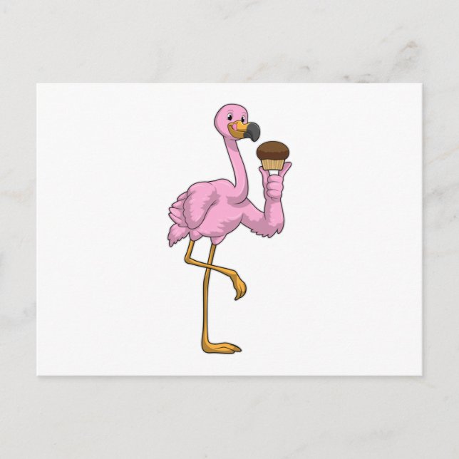 Flamingo with Muffin Postcard (Front)