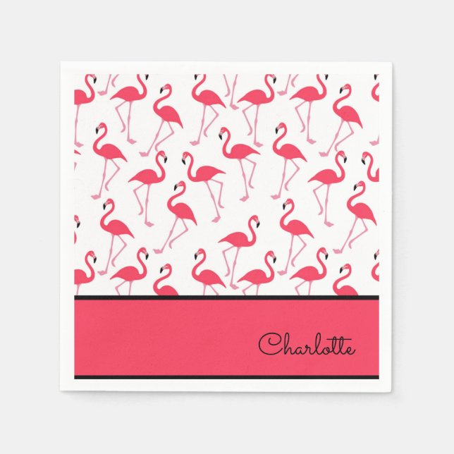 Flamingo with Name Napkins (Front)