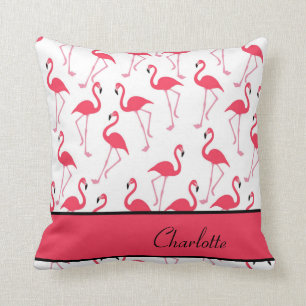Flamingo with Name Throw Pillow