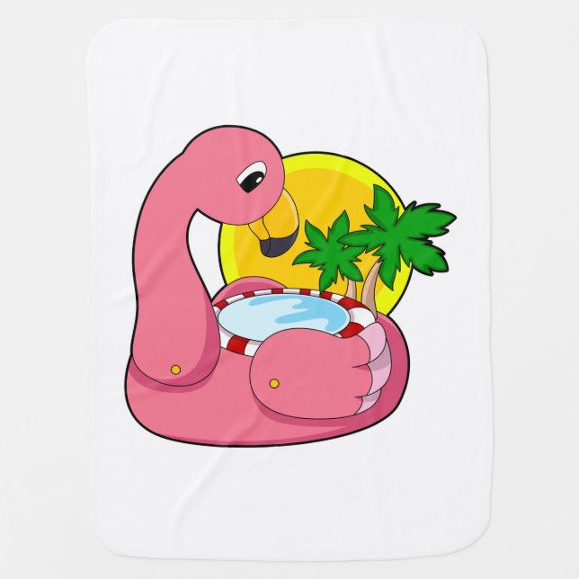 Flamingo with Pool Baby Blanket (Front)