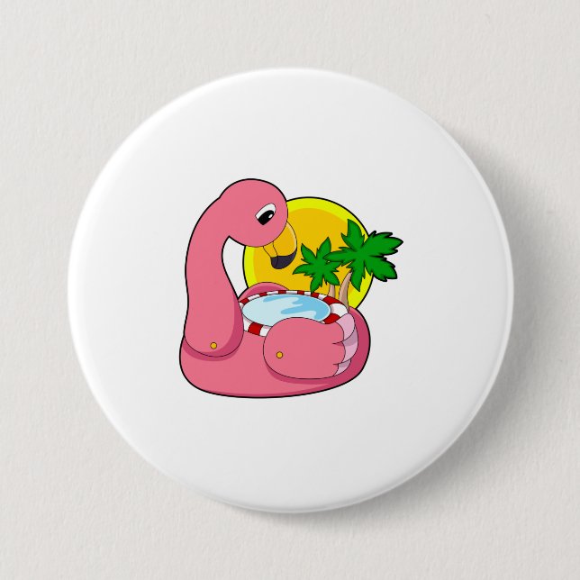Flamingo with Pool Button (Front)
